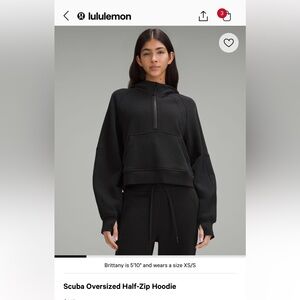 Lululemon scuba oversized half zipped hoodie in black shimmer